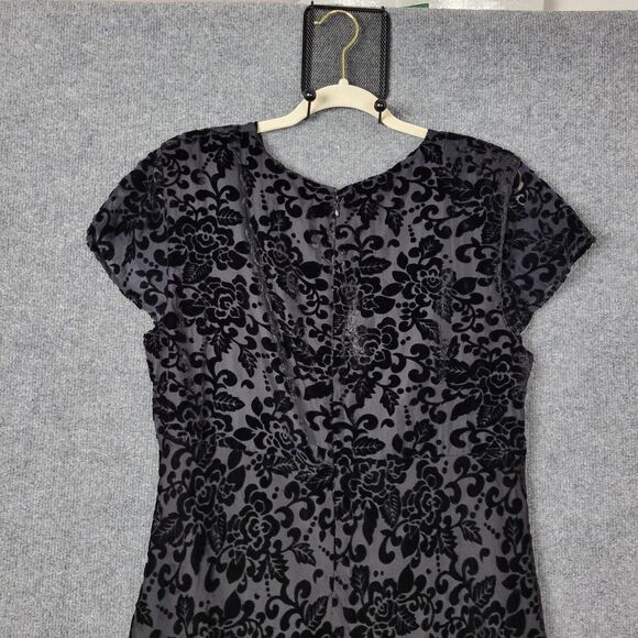 JM COLLECTION Black Burnout Velvet Babydoll Whimisigoth Long Maxi Dress SIZE 14 - Picture 5 of 13